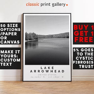 Lake Arrowhead Poster Black and White Print, Lake Arrowhead Wall Art, Lake Arrowhead Travel Poster, Photo Print, California,USA,4761