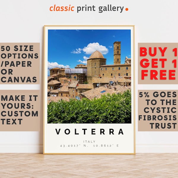 Volterra Poster Colorful Print, Volterra Wall Art, Volterra Photo Decor, Volterra Gift Travel Print,Tuscany,Travel Gift,9258