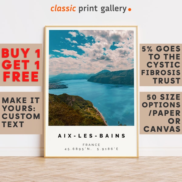 Aix-les-Bains Print,Aix-les-Bains Wall Art,Aix-les-Bains Colorful Poster,Personalized Birthday Travel Gift Present France 12997