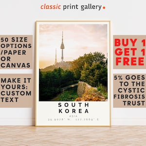 South Korea Poster Colorful Print, South Korea Wall Art, South Korea Photo Decor, South Korea Gift Travel Print,Gift For Him,10196