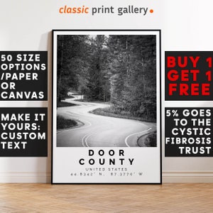 Door County Poster Black and White Print, Door County Wall Art, Door County Travel Poster, Door County Photo Print, Wisconsin, USA,5267