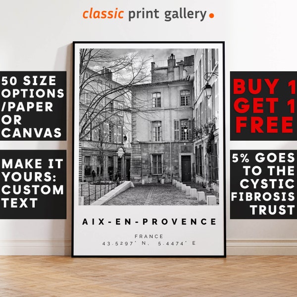 Aix-en-Provence Print Black and White Photo, Aix-en-Provence Wall Art, Aix-en-Provence Travel Poster,Aix-en-Provence Photo Print,France,2954