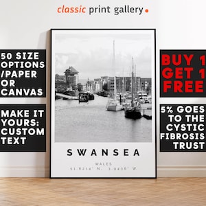 Swansea Print Black and White Photo, Swansea Wall Art, Swansea Travel Poster, Swansea Photo Print, Wales Wall Art, Wales Decor, 4094