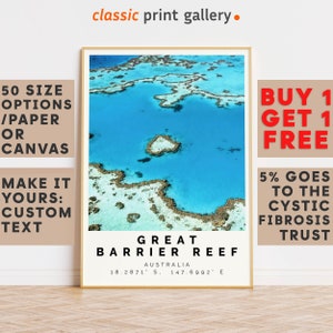 Great Barrier Reef Poster Colorful Print, Great Barrier Reef Wall Art Photo Decor, Gift Travel Print,16x20, 18x24, 20x28,8064