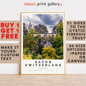 Saxon Switzerland Print Wall Art Colorful Poster,Personalized Birthday Travel Gift Present Photography Artwork Germany 14236