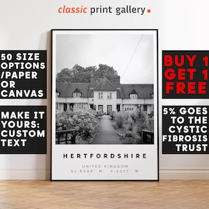 Hertfordshire Poster Black and White Print, Hertfordshire Wall Art, Hertfordshire Gift, Hertfordshire Photo Print,United Kingdom,6412