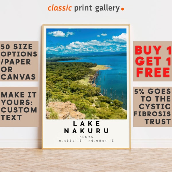 Lake Nakuru Poster Colorful Print, Lake Nakuru Wall Art, Lake Nakuru Photo Decor, Lake Nakuru Gift Travel Print,Kenya,Gift For Him,9285