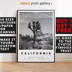 California Poster Black and White Print, California Wall Art, California Travel Poster, California Photo Print, State Art, Coastal, 3190
