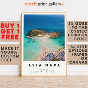 Ayia Napa Print,Ayia Napa Wall Art,Ayia Napa Colorful Poster,Personalized Birthday Beach Travel Gift Coastal Cyprus 14566