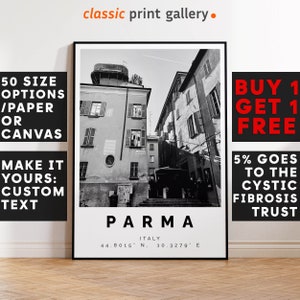 Parma Poster Black and White Print, Parma Wall Art, Parma Travel Photo, Parma Map, Emilia Romagna Poster Print, 4434