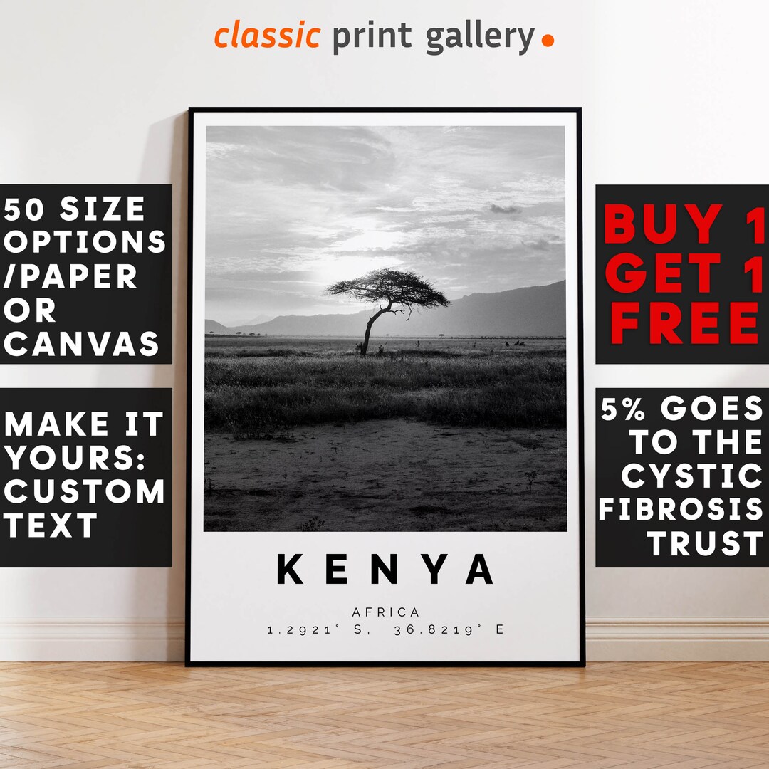 Kenya Print Black and White Photo Kenya Wall Art Kenya Etsy.de
