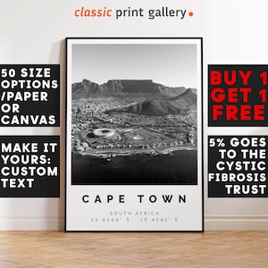 Cape Town Poster Black and White Print, Cape Town Wall Art, Cape Town Travel Poster, Cape Town Photo Print, South Africa, Kapstadt 3212