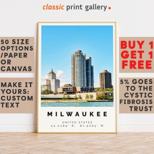 Milwaukee Poster Colorful Print, Milwaukee Wall Art, Milwaukee Photo Decor, Milwaukee Gift Travel Print,Wisconsin,Gift For Travel Lover,8295