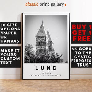 Lund Poster Black and White Print, Lund Wall Art, Lund Photo Print, Lund Gift Travel Decor,Sweden,6779