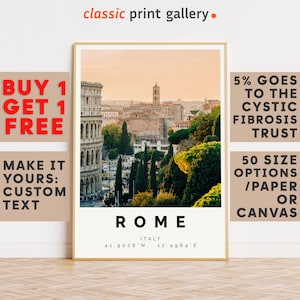 Rome Print,Rome Wall Art,Rome Colorful Poster,Personalized Birthday Travel Gift Present Photography Artwork Italy 12595b2