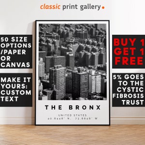 Bronx Poster Black and White Print, Bronx Wall Art, Bronx Travel Photo, Bronx Map, New York City Poster, NYC Print, 4033