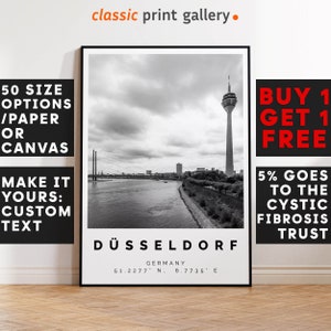 Dusseldorf Poster Black and White Print, Dusseldorf Wall Art, Dusseldorf Travel Poster Photo, Dusseldorf Map, Germany Poster, NRW Print,3404