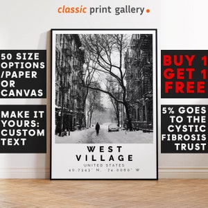 West Village Poster,West Village Print,West Village Black and White Photographic Art, Wedding gift, Coordinates Poster, Travel Gift, 3877