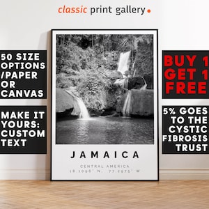 Jamaica Poster Black and White Print, Jamaica Wall Art, Jamaica Travel Photo, Jamaica Map, Caribbean Poster, Caribbean Print, 3647
