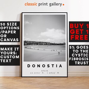Donostia Poster Black and White Print, Donostia Wall Art, Donostia Travel Poster, Donostia Photo Print, Basque Country, Spain, España,4725