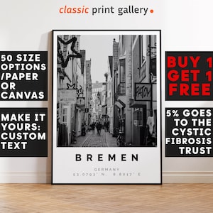 Bremen Poster Black and White Print, Bremen Wall Art, Bremen Travel Poster, Bremen Photo Print, Germany, Deutschland, 3152