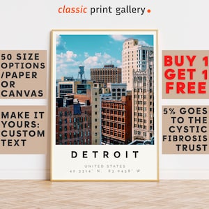Detroit Poster Colorful Print, Detroit Wall Art, Detroit Photo Decor, Detroit Gift Travel Print,Michigan,Travel Poster Decor,10616