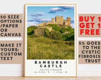 Bamburgh Castle Poster Colorful Print, Bamburgh Castle Wall Art, Bamburgh Castle Photo Decor, Northumberland,Poster Travel,10836