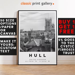 Hull Print Black and White Photo, Hull Wall Art, Hull Travel Poster, Hull Photo Print, England Wall Art, England Decor, 3590