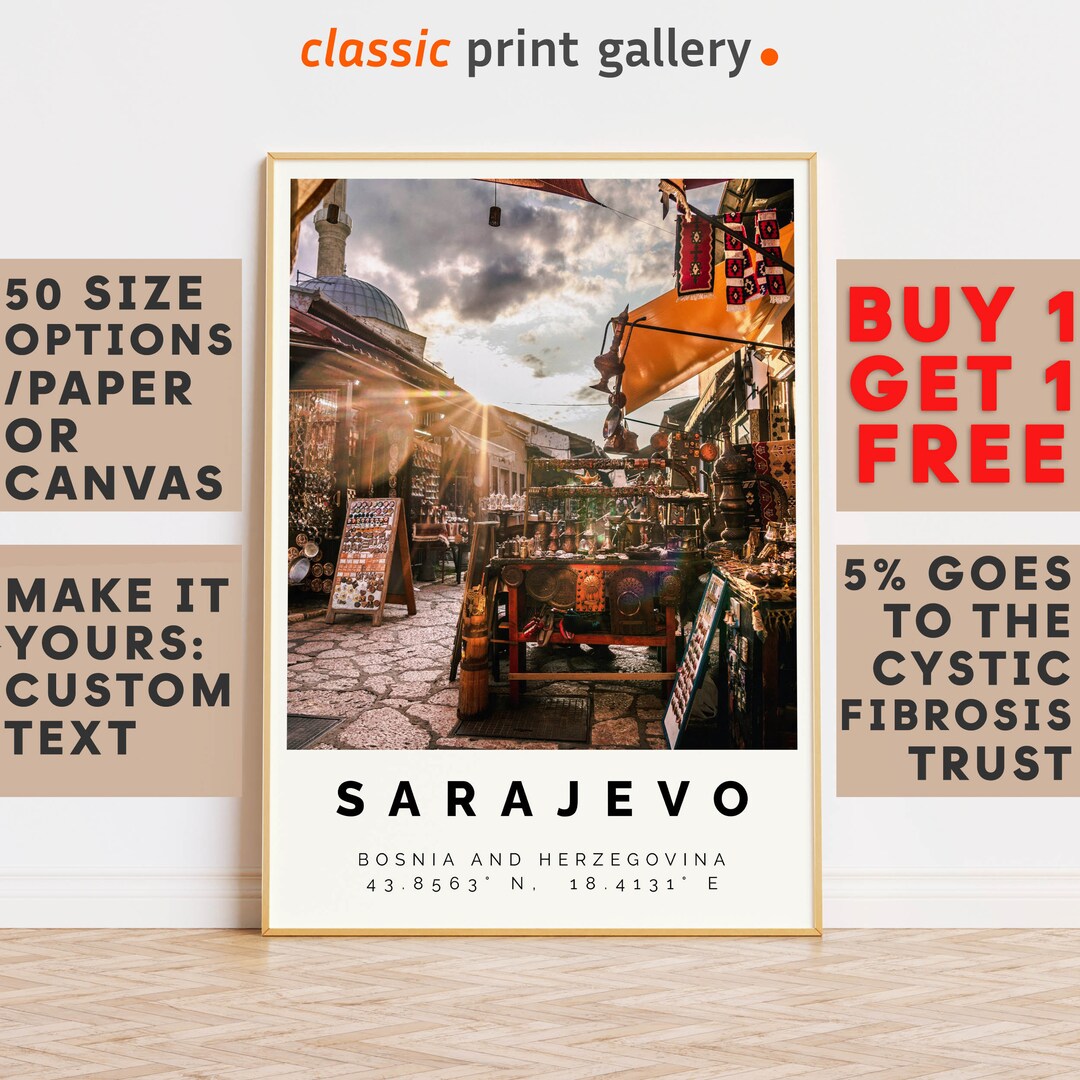 Sarajevo Poster Colorful Print, Sarajevo Wall Art, Sarajevo Photo Decor