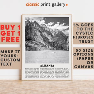 Albania Print, Albania Wall Art, Albania Black and White Poster, Personalized Birthday Travel Gift Present Photography Europe 11407a
