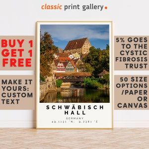 Schwäbisch Hall Print,Schwäbisch Hall Wall Art,Schwäbisch Hall Colorful Poster,Personalized Birthday Travel Gift Germany 14100
