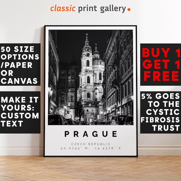 Prague Poster, Prague Print, Prague Black and White Photographic Art, Wedding gift, Coordinates Poster, Travel Gift, 4342