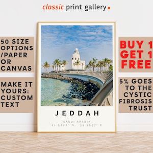 Jeddah Poster Colorful Print, Jeddah Wall Art, Jeddah Photo Decor, Jeddah Gift Travel Print,Saudi Arabia,Office Wall Art,Travel Posters,9972