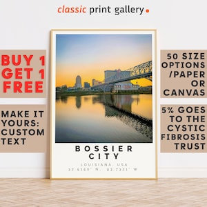 Bossier City Print Colorful Poster|Bossier City Wall Art|Bossier City Travel Poster Gift|Travel Photography|Louisiana|18374b
