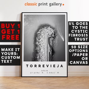 Torrevieja Print,Torrevieja Wall Art,Torrevieja Black and White Poster,Personalized Birthday Travel Gift Present Artwork Spain 12801a
