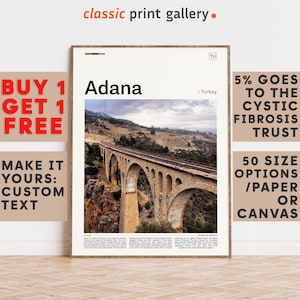 Adana Print, Adana Wall Art, Adana Color Poster With Text, Personalized Birthday Travel Gift Present Photography  Artwork,Turkey 11395b