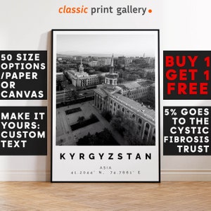 Kyrgyzstan Print Black and White Photo, Kyrgyzstan Wall Art, Kyrgyzstan Travel Poster, Kyrgyzstan Photo Print, Asia,5602
