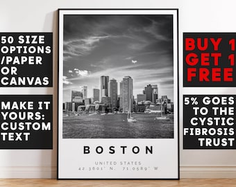 Boston Print Black and White Photo, Boston Wall Art, Boston Travel Poster, Boston Photo Print, Massachusetts, 3141