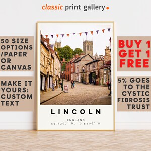 Lincoln Poster Colorful Print, Lincoln Wall Art, Lincoln Photo Decor, Lincoln Gift Travel Print,England,Birthday Gift,Vintage Art Print,8286