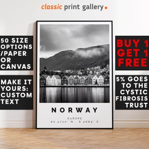 Norway Poster Black and White Print, Norway Wall Art, Norway Travel Poster, Norway Photo Print, Norway,4649