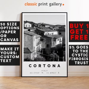 Cortona Poster Black and White Print, Cortona Wall Art, Cortona Travel Poster, Cortona Photo Print,Italy,6009