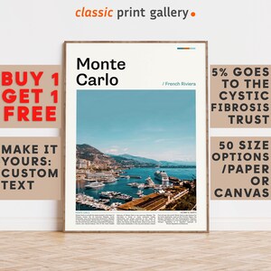 Monte Carlo Print, Monte Carlo Wall Art, Monte Carlo Color Poster With Text, Personalized Birthday Travel Gift Present, Monaco 12008b