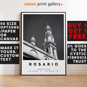 Rosario Poster Black and White Print, Rosario Wall Art, Rosario Travel Poster, Rosario Photo Print, Argentina,5463