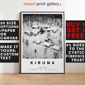 Kiruna Poster Black and White Print, Kiruna Wall Art, Kiruna Photo Print, Kiruna Gift Travel Decor,Sweden,6772