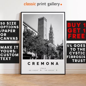 Cremona Poster Black and White Print, Cremona Wall Art, Cremona Travel Poster, Cremona Photo Print,Italy,5991