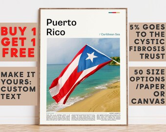 Puerto Rico Print, Puerto Rico Wall Art, Puerto Rico Color Poster With Text, Personalized Birthday Travel Gift Present, USA 12150b2