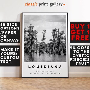 Louisiana Poster Black and White Print, Louisiana Wall Art, Louisiana Travel Poster, Louisiana Photo Print, United States,5209a