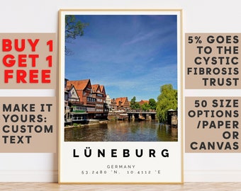 Lüneburg Print,Lüneburg Wall Art,Lüneburg Colorful Poster,Personalized Birthday Travel Gift Present Artwork Germany 13998