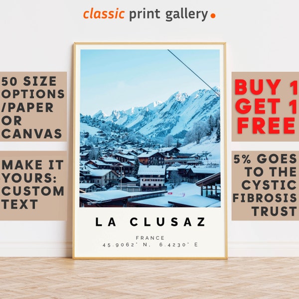 La Clusaz Poster Colorful Print, La Clusaz Wall Art, La Clusaz Photo Decor, Gift Travel Print,France, Skiing,Vintage Art Print,10302