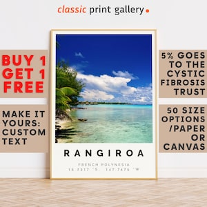 Rangiroa Print,Rangiroa Wall Art,Rangiroa Colorful Poster,Personalized Birthday Beach Travel Gift Coastal French Polynesia 14714